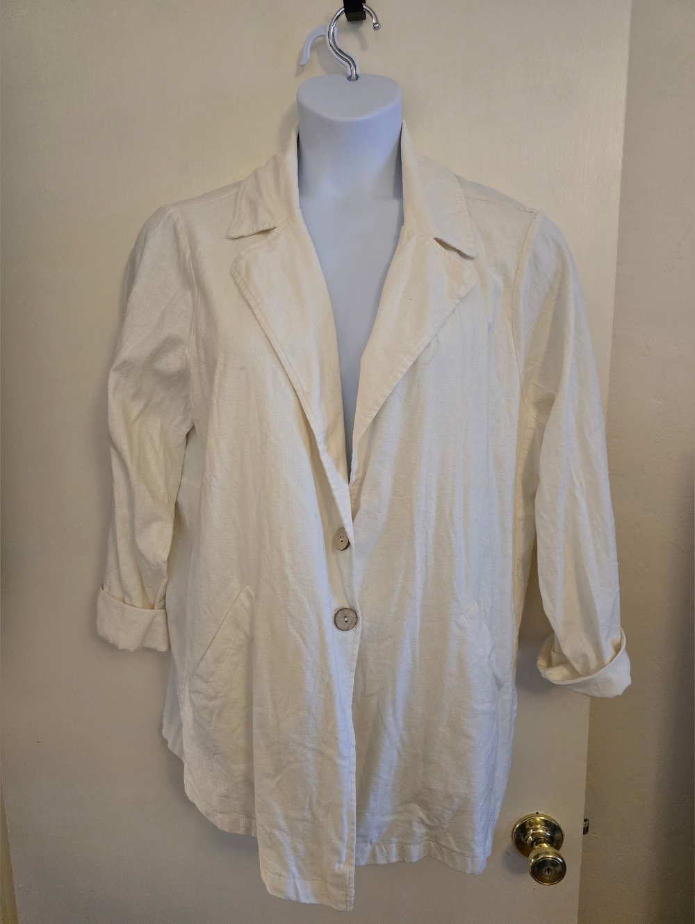 Torrid Linen Blend Blazer Jacket 2X Ivory Button Front Lightweight Spring NWT